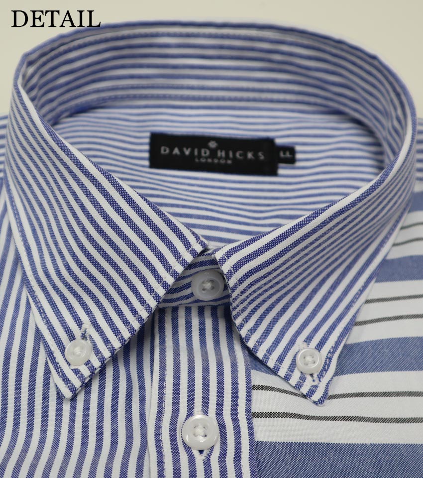 オックス切替ストライプシャツ サックス【デービッドヒックス】