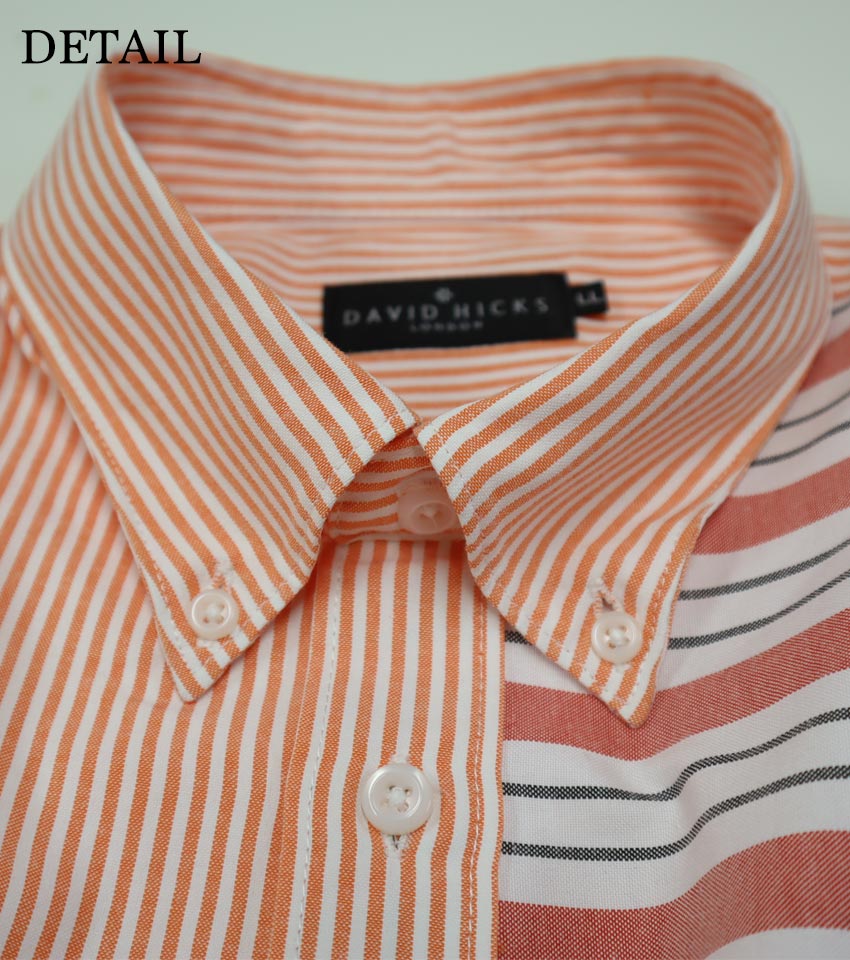 オックス切替ストライプシャツ オレンジ【デービッドヒックス】