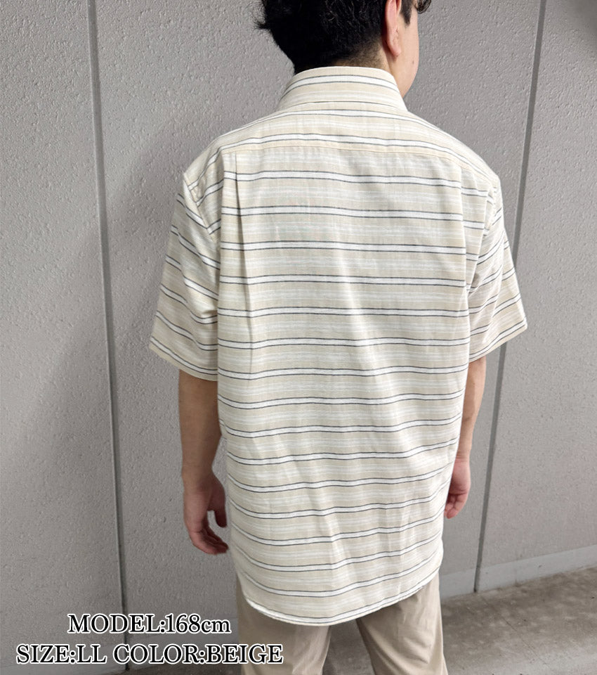 コットンリネンボーダーシャツ 【デービッドヒックス】