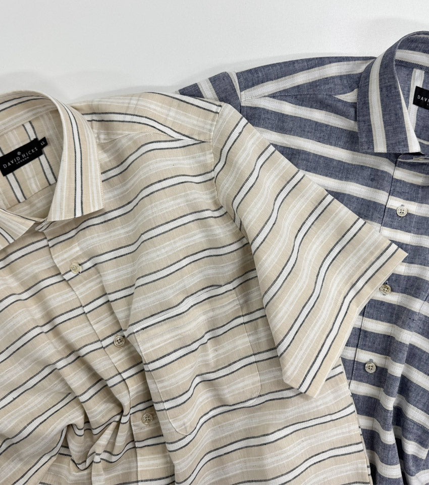 コットンリネンボーダーシャツ 【デービッドヒックス】