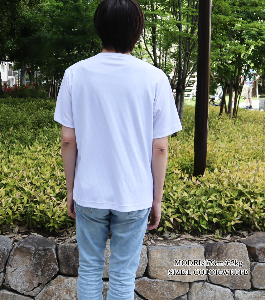 【デービッドヒックス】ダイヤ柄ジャガードVネックTシャツ ホワイト