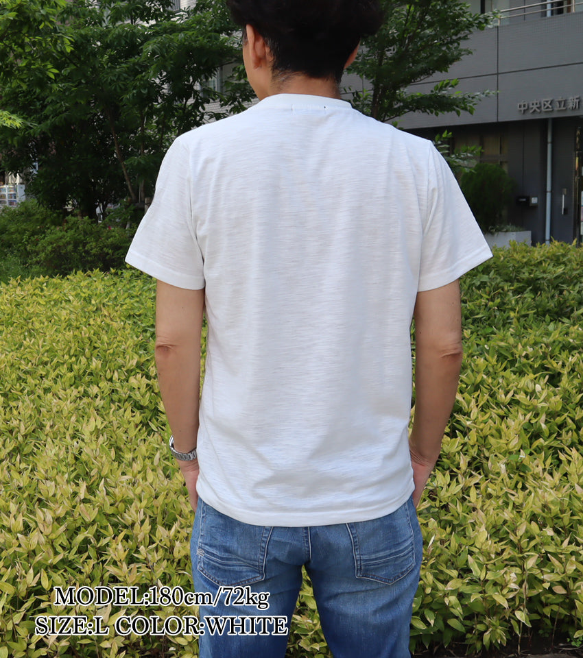【デービッドヒックス】スラブステッチワークTシャツ ホワイト