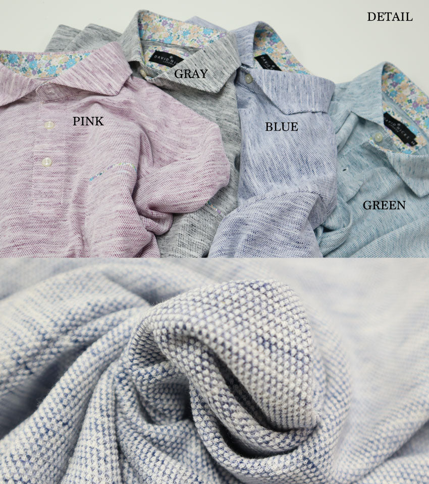 ピラミッド鹿の子長袖ポロシャツ【デービッドヒックス】