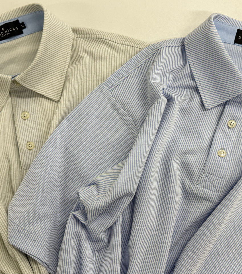 ニットサッカーストライプポロシャツ【デービッドヒックス】