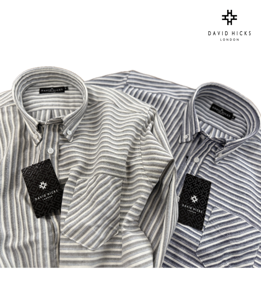 <新作> マルチストライプ切替シャツ 【デービッドヒックス】