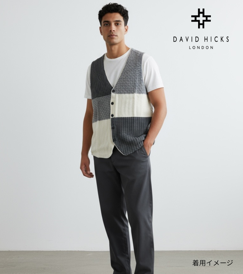 【デービッドヒックス】切替ニットジレ グレー