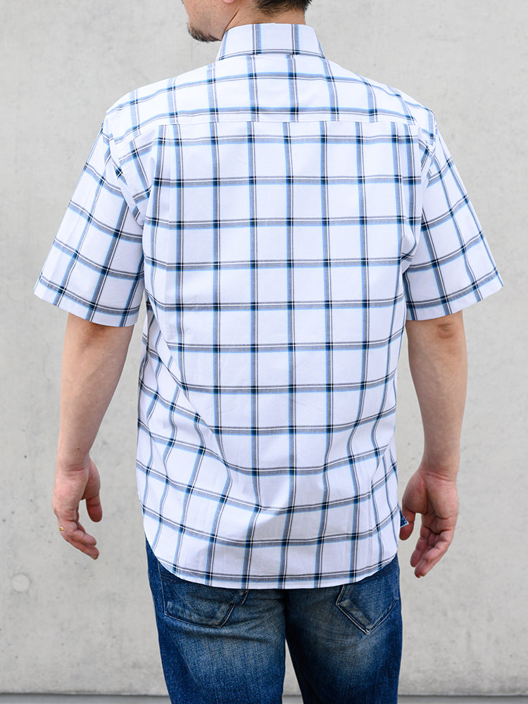 【デービッドヒックス】ビックチェック半袖シャツ ブルー