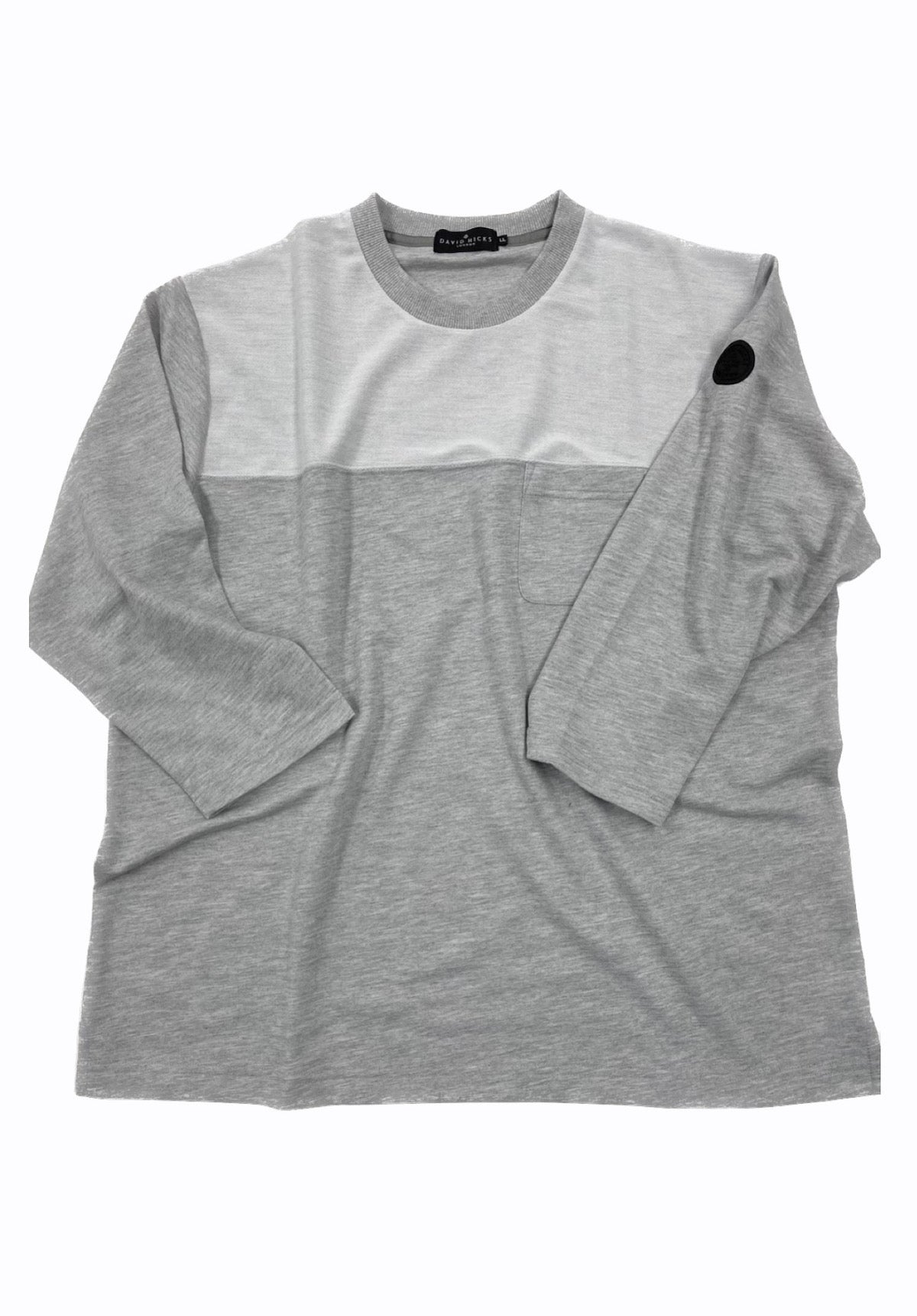 【デービッドヒックス】7分袖切替Tシャツ グレー