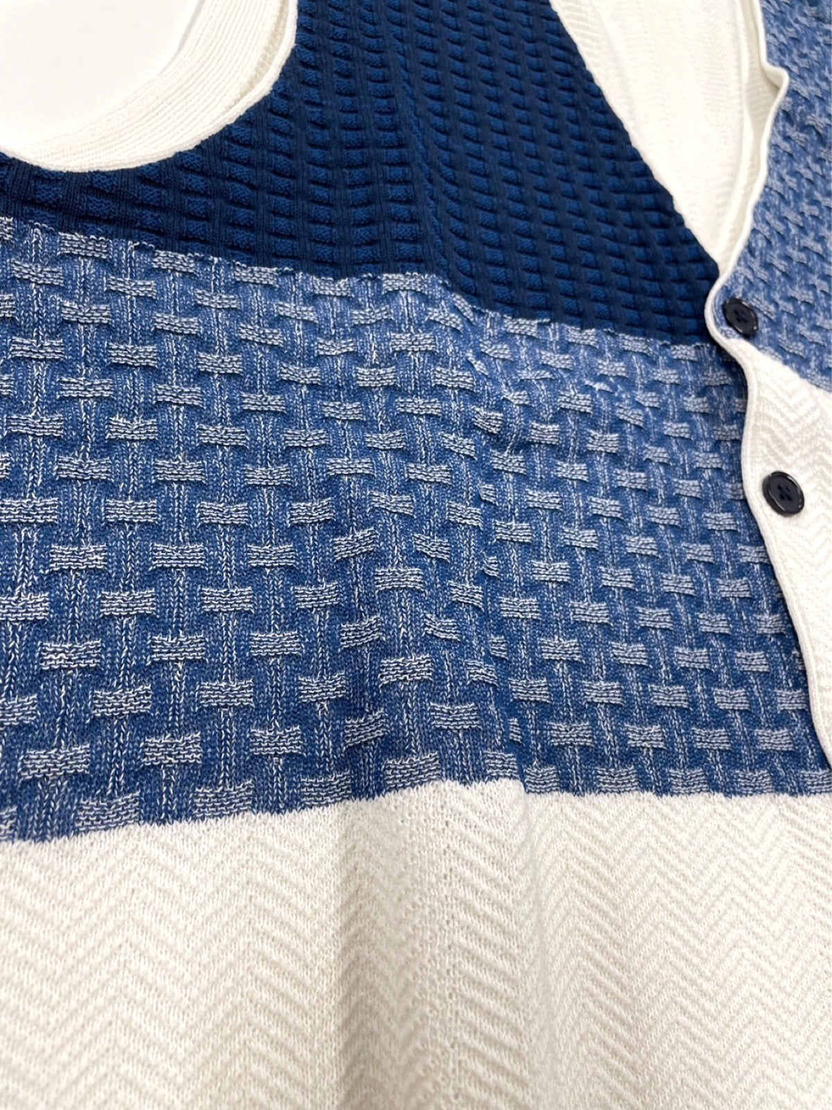 【デービッドヒックス】切替ニットジレ ネイビー