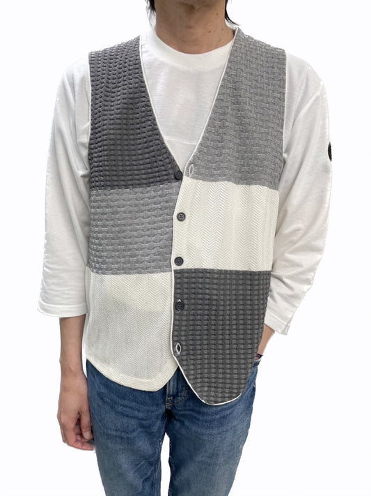 【デービッドヒックス】切替ニットジレ グレー