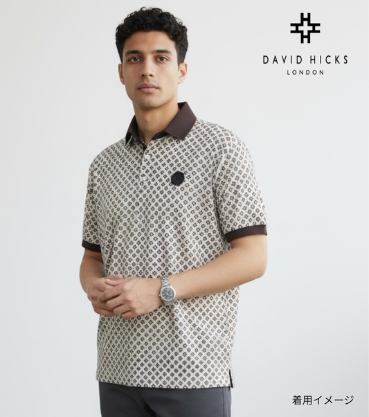 GOLFモノグラムプリントポロシャツ ホワイト【デービッドヒックス】