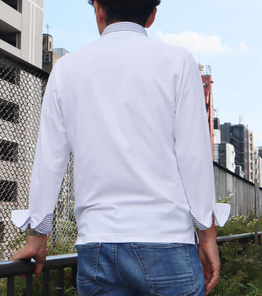 レイヤードポロシャツ ホワイト【デービッドヒックス】