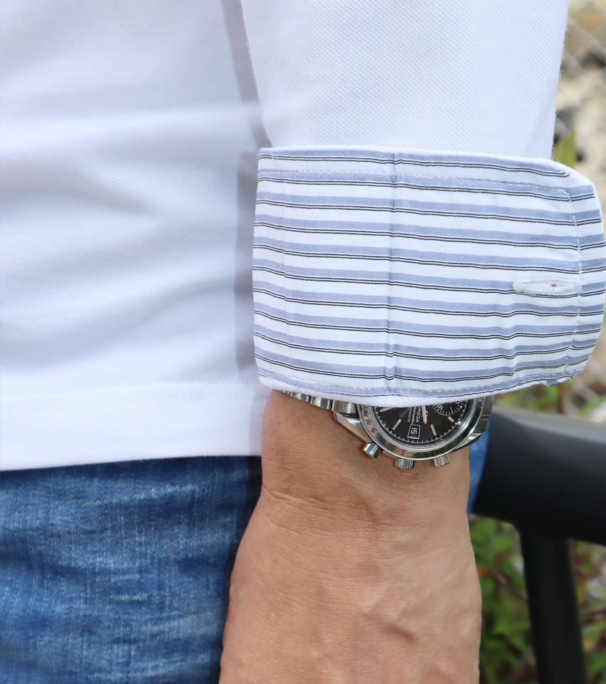 レイヤードポロシャツ ホワイト【デービッドヒックス】