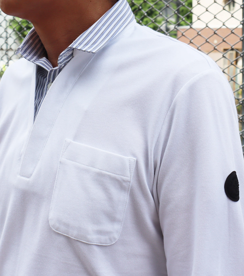 レイヤードポロシャツ ホワイト【デービッドヒックス】