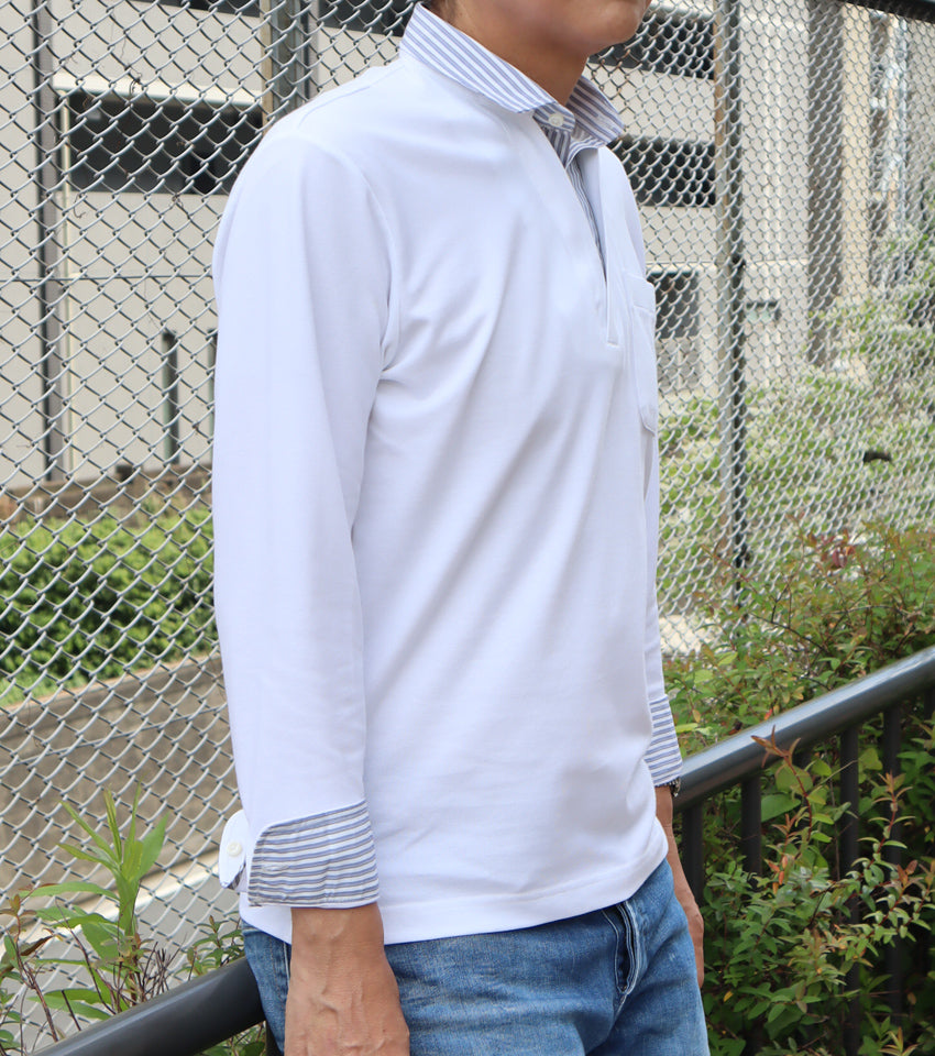 レイヤードポロシャツ ホワイト【デービッドヒックス】