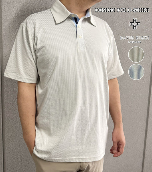 ニットサッカーストライプポロシャツ【デービッドヒックス】