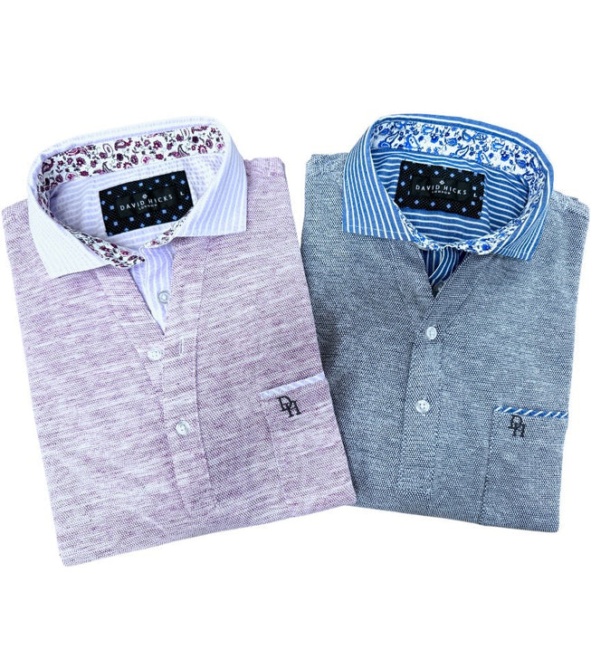 〈新作〉布帛フェイク衿レイヤードポロ【デービッドヒックス】