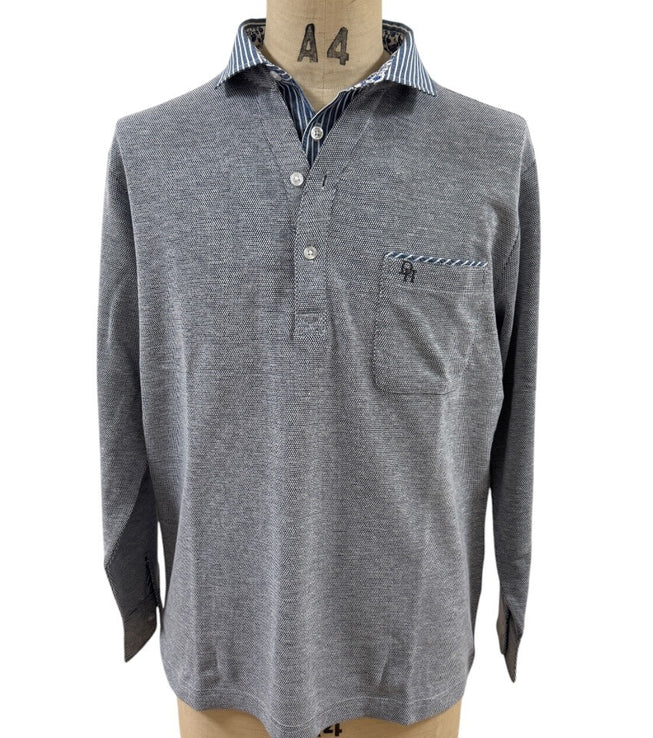 〈新作〉布帛フェイク衿レイヤードポロ【デービッドヒックス】