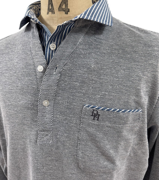 〈新作〉布帛フェイク衿レイヤードポロ【デービッドヒックス】