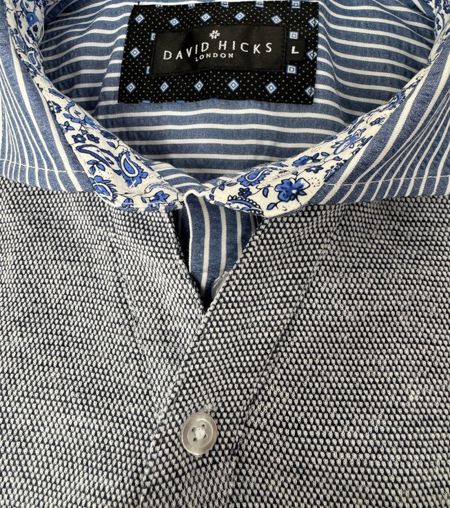 〈新作〉布帛フェイク衿レイヤードポロ【デービッドヒックス】