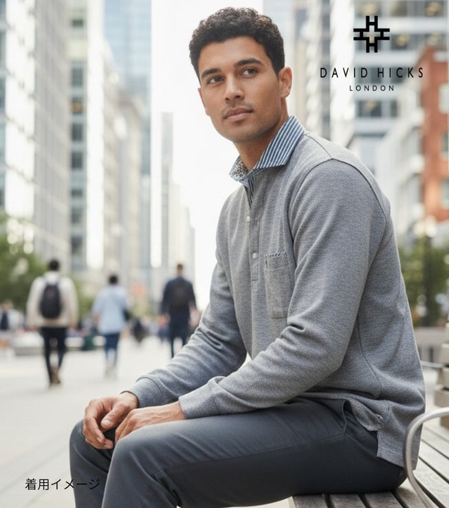 〈新作〉布帛フェイク衿レイヤードポロ【デービッドヒックス】