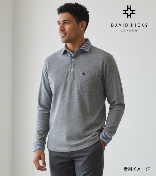 〈新作〉布帛フェイク衿レイヤードポロ【デービッドヒックス】