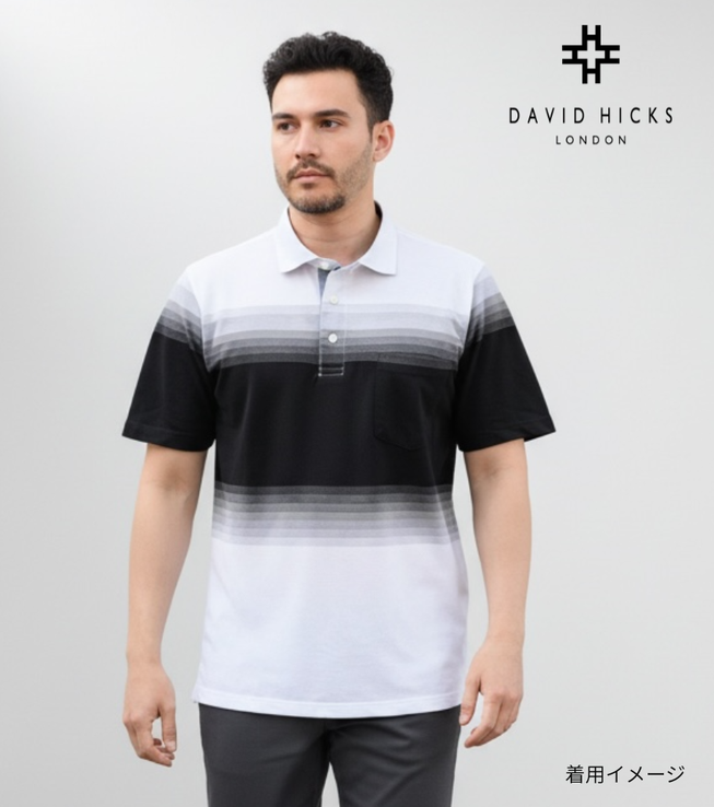 カノコグラデーションボーダーポロシャツ【デービッドヒックス】