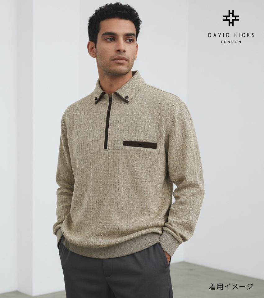 <新作> ハーフジップドンキー衿トレーナー 【デービッドヒックス】