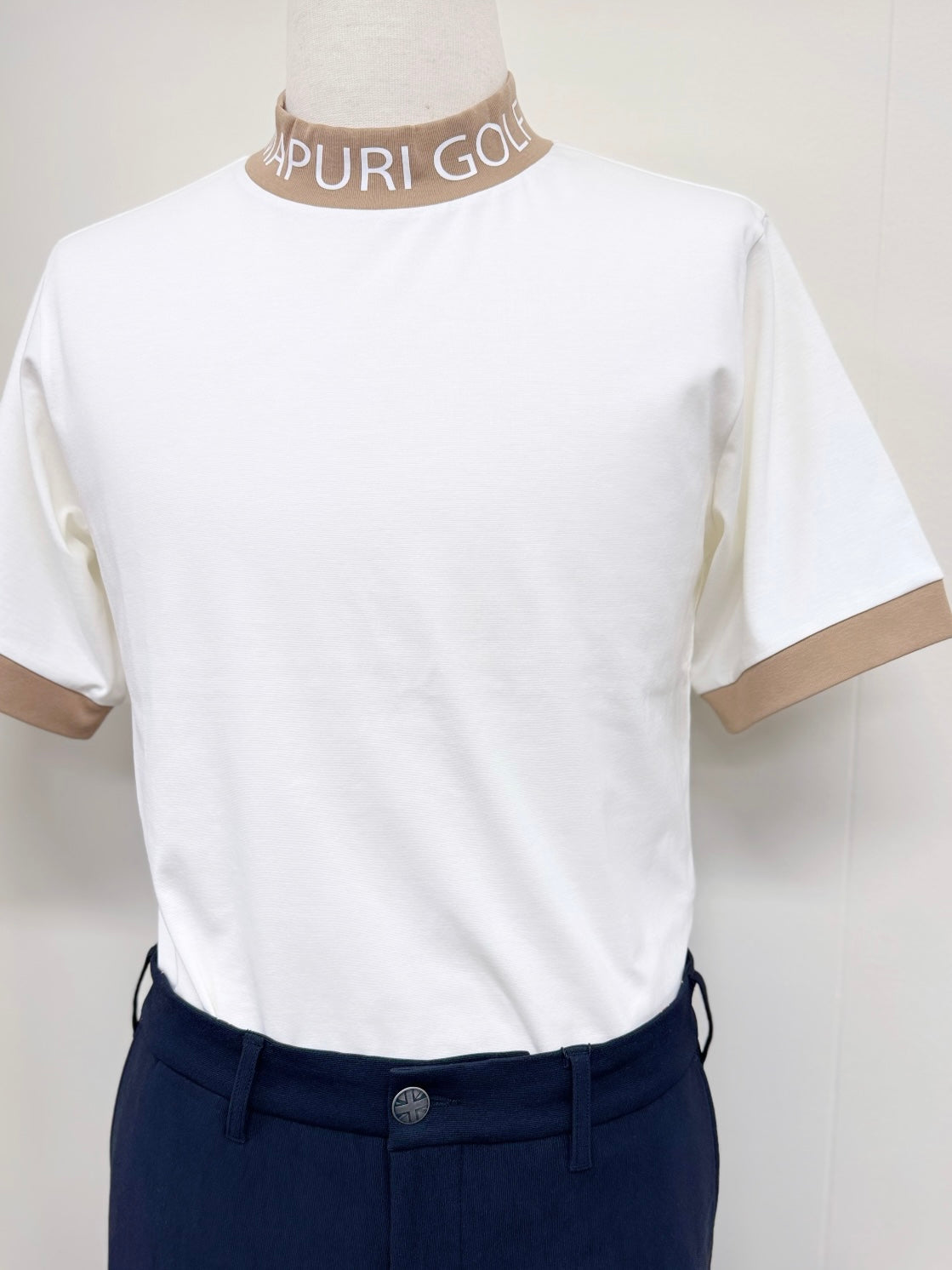 ＜GOLF＞リブ配色なめらかモックネックTシャツ【MU-1001】