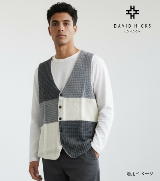 【デービッドヒックス】切替ニットジレ グレー