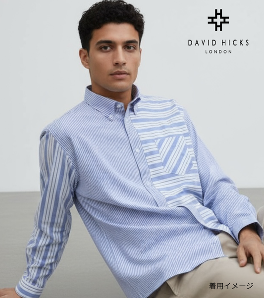 オックス切替ストライプシャツ サックス【デービッドヒックス】