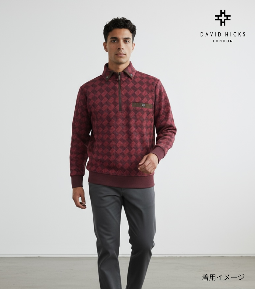 <新作> 大柄ハーフジップドンキー衿トレーナー 【デービッドヒックス】