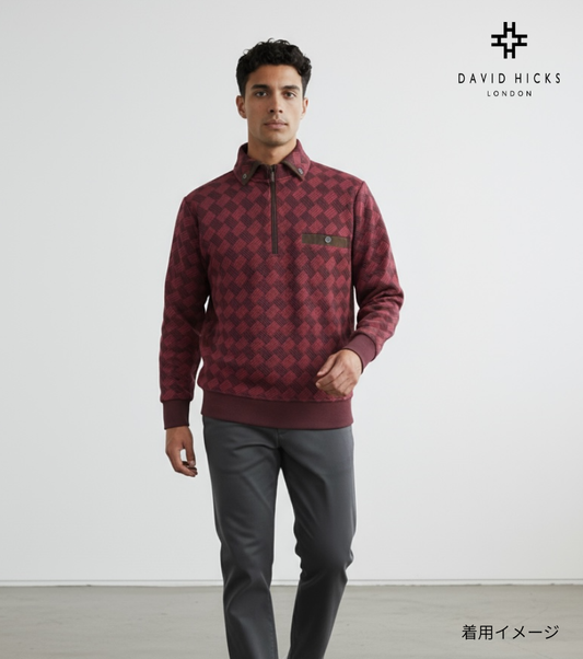 <新作> 大柄ハーフジップドンキー衿トレーナー 【デービッドヒックス】