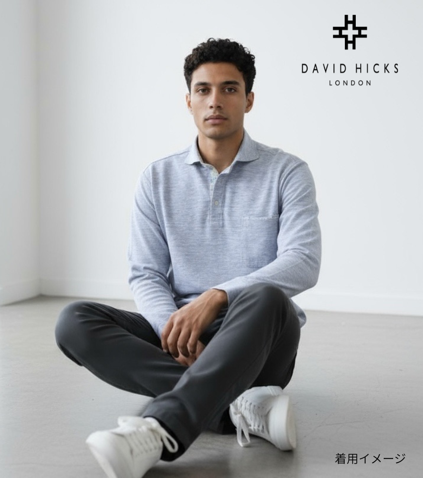 ピラミッド鹿の子長袖ポロシャツ【デービッドヒックス】