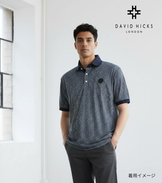 GOLFモノグラムプリントポロシャツ ネイビー【デービッドヒックス】