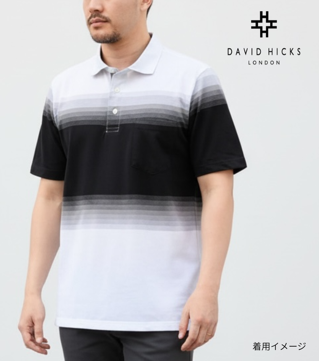 カノコグラデーションボーダーポロシャツ【デービッドヒックス】