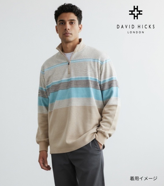 JQマルチボーダーハーフZIP ベージュ M L LL