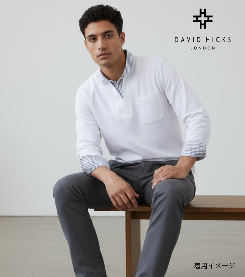 レイヤードポロシャツ ホワイト【デービッドヒックス】