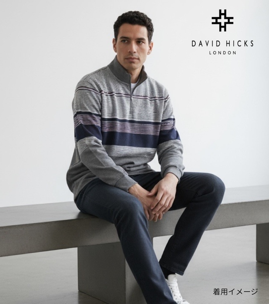 JQマルチボーダーハーフZIP チャコール M L LL