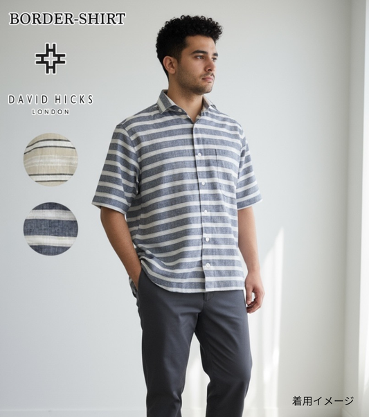コットンリネンボーダーシャツ 【デービッドヒックス】