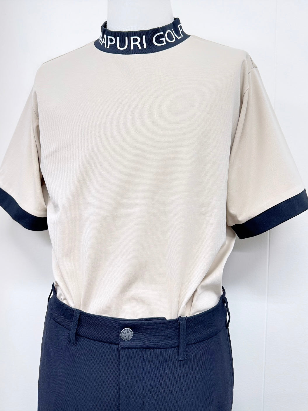 ＜GOLF＞リブ配色なめらかモックネックTシャツ【MU-1001】