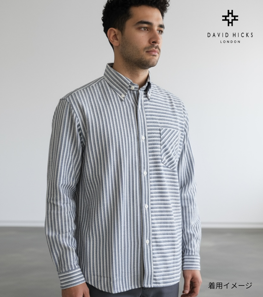 <新作> マルチストライプ切替シャツ 【デービッドヒックス】