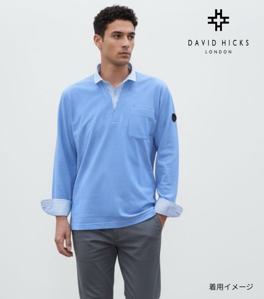 レイヤードポロシャツ ブルー【デービッドヒックス】