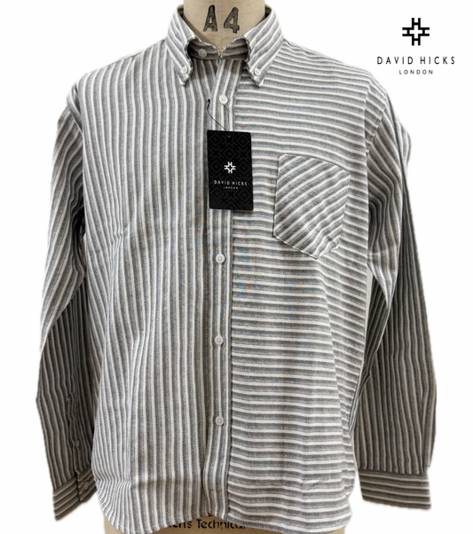 <新作> マルチストライプ切替シャツ 【デービッドヒックス】
