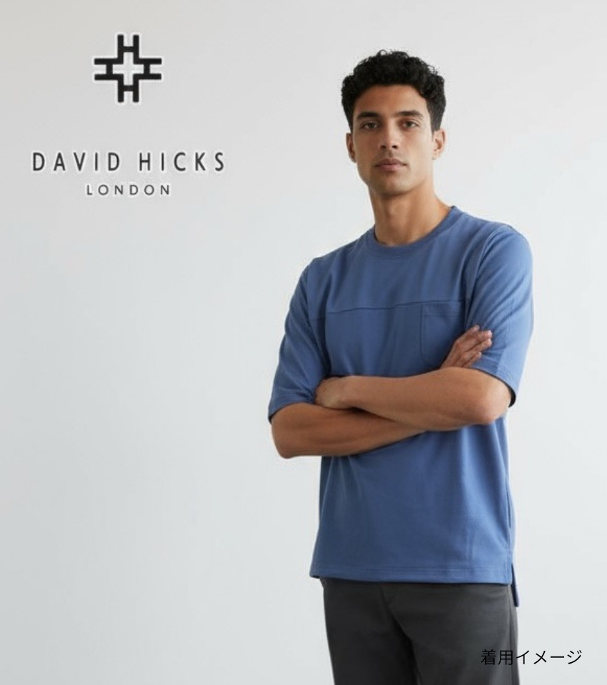 天竺手ぶらTシャツ五分袖 ブルー 【デービッドヒックス】